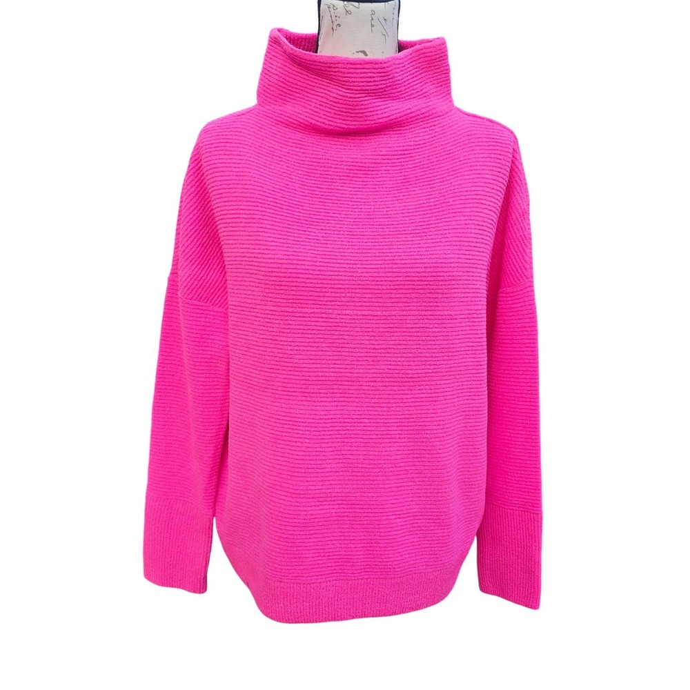Anthropologie RD Style NWT Neon Pink Ribbed Turtleneck Sweater XS - Picture 1 of 10